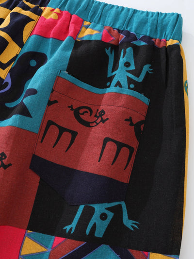 Zahara™ - Wygodne Spodnie z Nadrukiem Boho Tribal